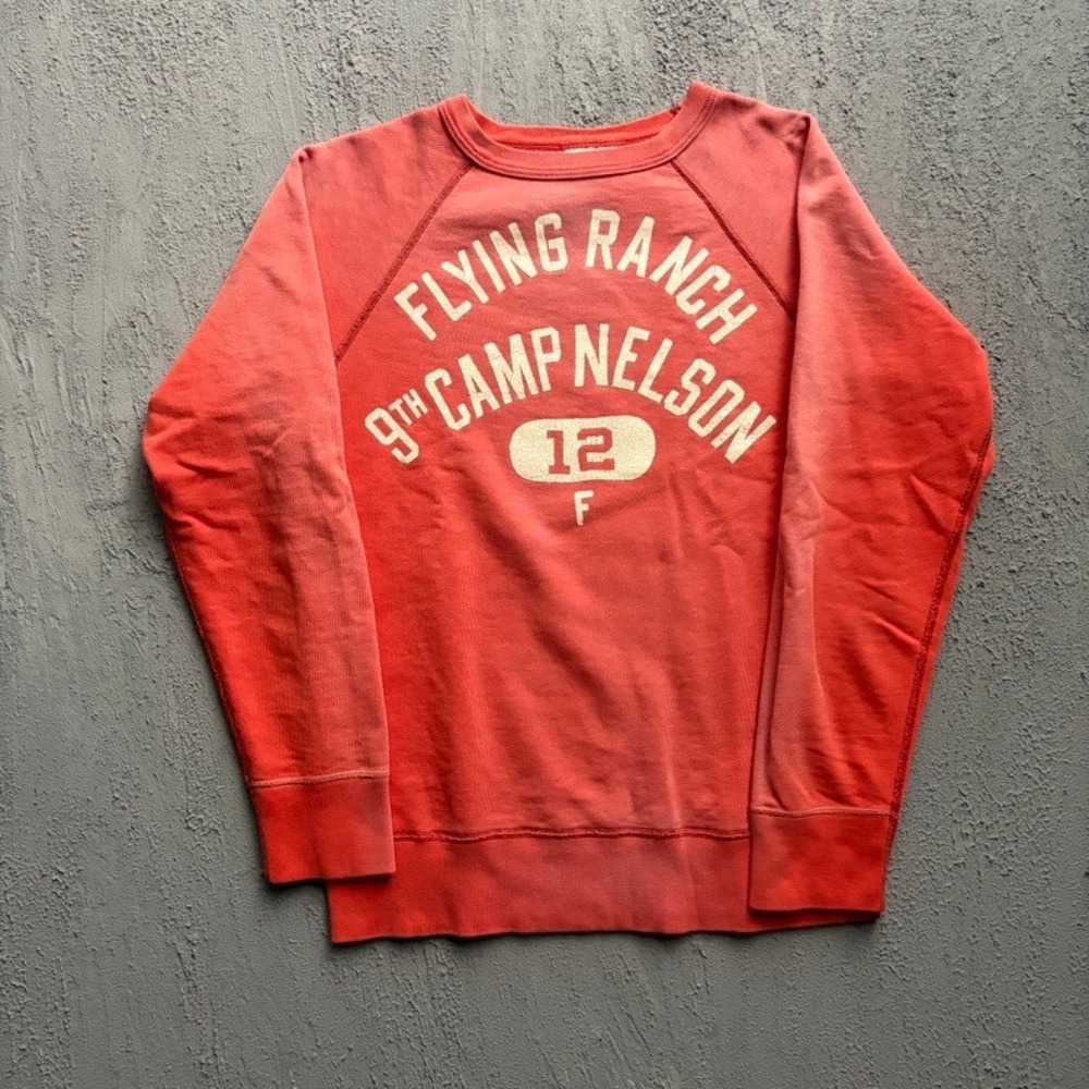 Denim Dungaree Sweatshirt Large 140CM Red Flying Ranch Camp Nelson Japan